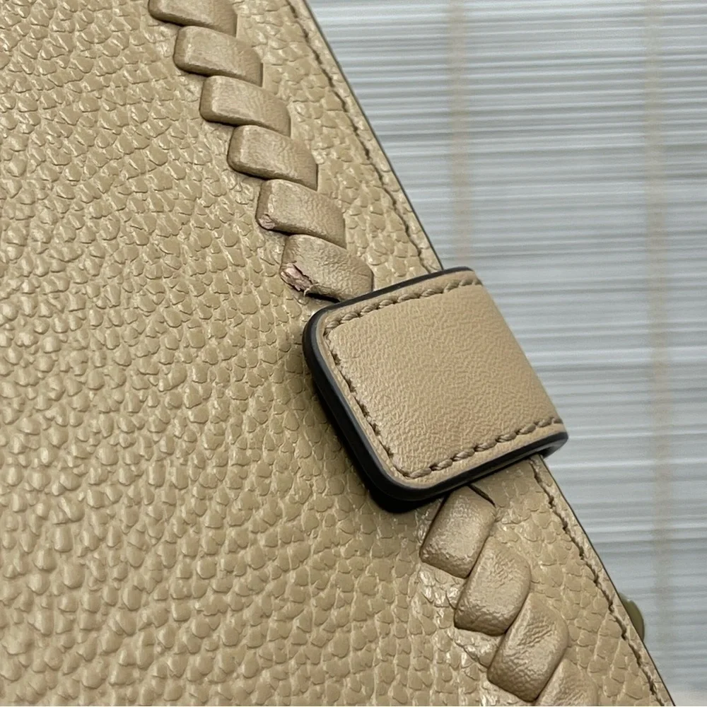 Michael Kors Jet Set Tan Leather Double Zip Braided Edge Wallet Wristlet